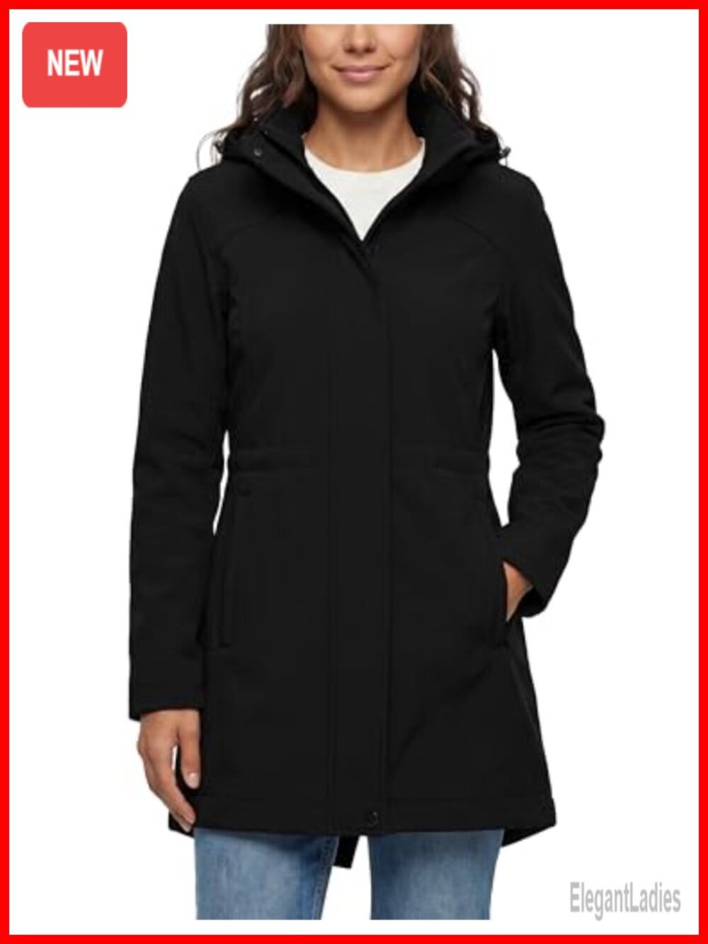 Wantdo Womens Waterproof Softshell Jacket Fleece Lined Winter Coat Hood